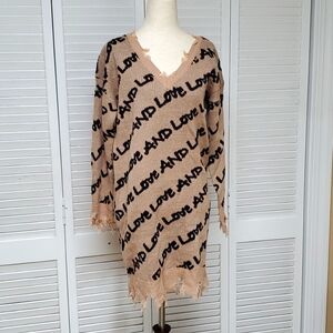 NWT Trendy Threads Distressed " Love and Love" Sweater Mini  Dress Size M